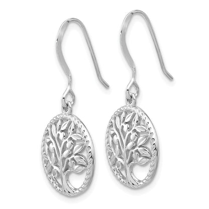 Sterlingsilber Rhodiniert Baum Of Leben Ohrhänger