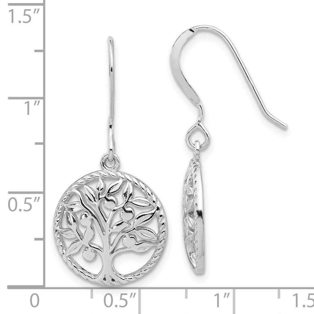 Sterlingsilber Rhodiniert Baum Of Leben Ohrhänger