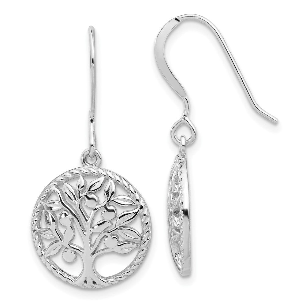 Sterlingsilber Rhodiniert Baum Of Leben Ohrhänger