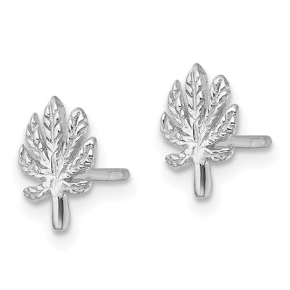 Sterlingsilber Rhodiniert Strukturiert Blatt Ohrstecker
