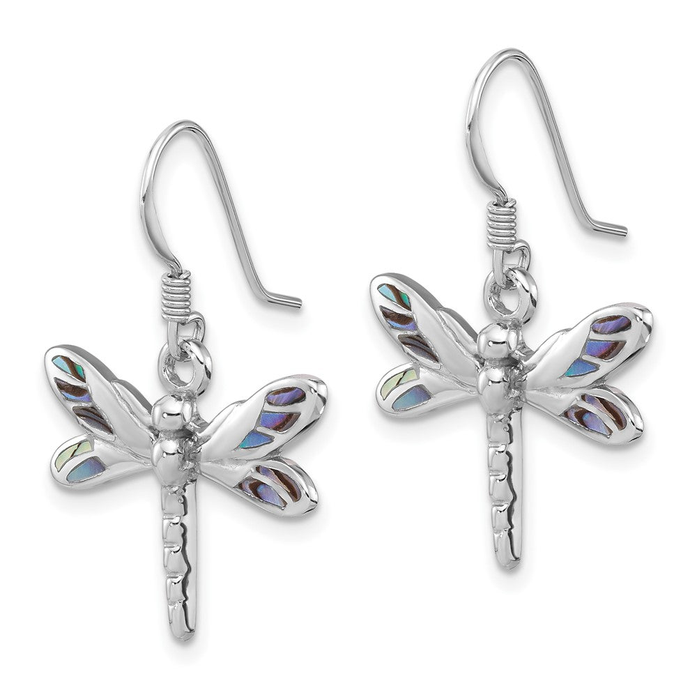 Sterlingsilber Rhodiniert Poliert Abalone Libelle Ohrringe