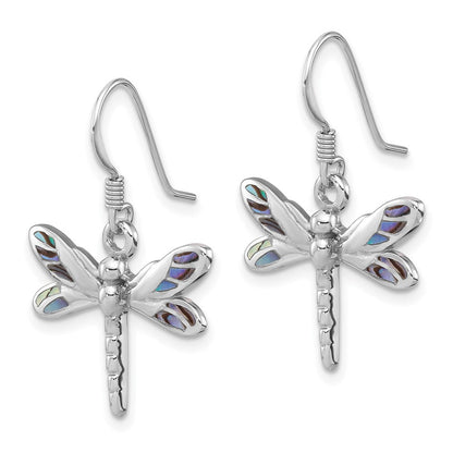 Sterlingsilber Rhodiniert Poliert Abalone Libelle Ohrringe