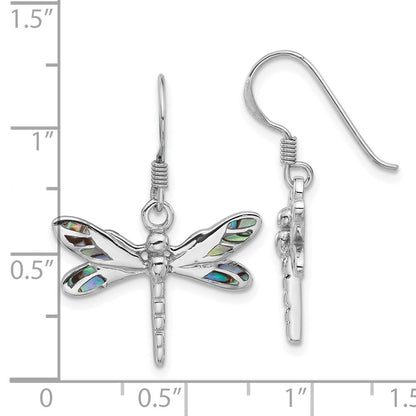 Sterlingsilber Rhodiniert Poliert Abalone Libelle Ohrringe