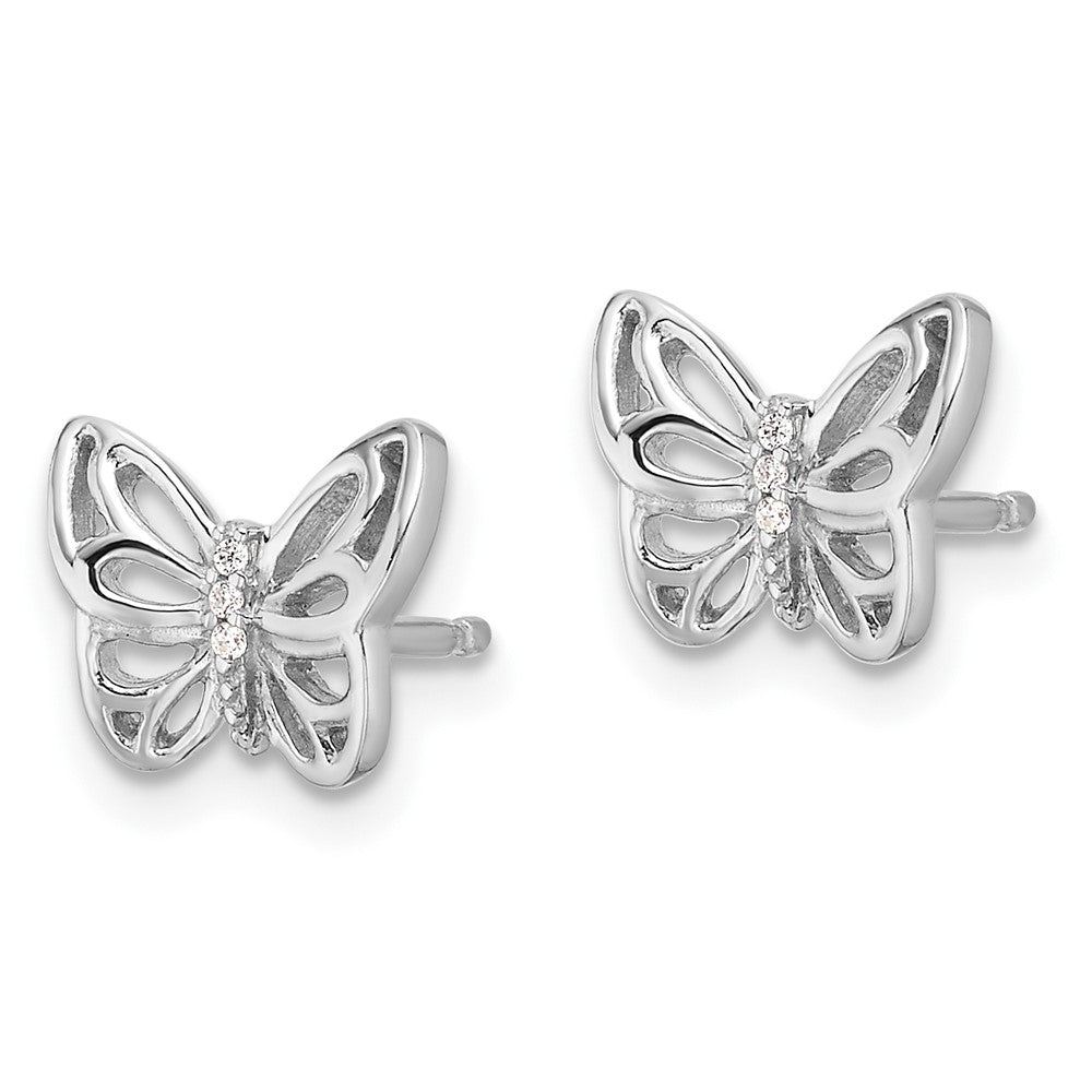 Sterlingsilber Rhodiniert Zirkonia Schmetterling Ohrstecker