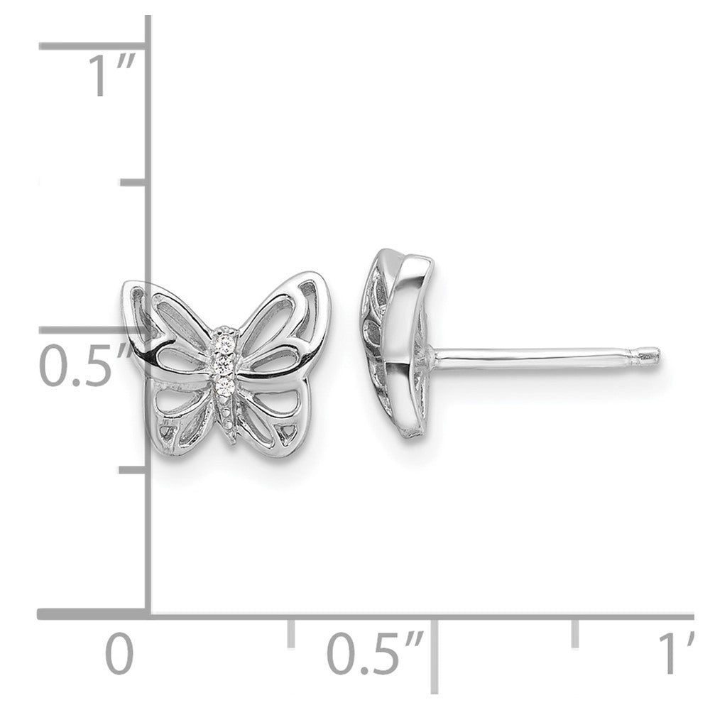 Sterlingsilber Rhodiniert Zirkonia Schmetterling Ohrstecker