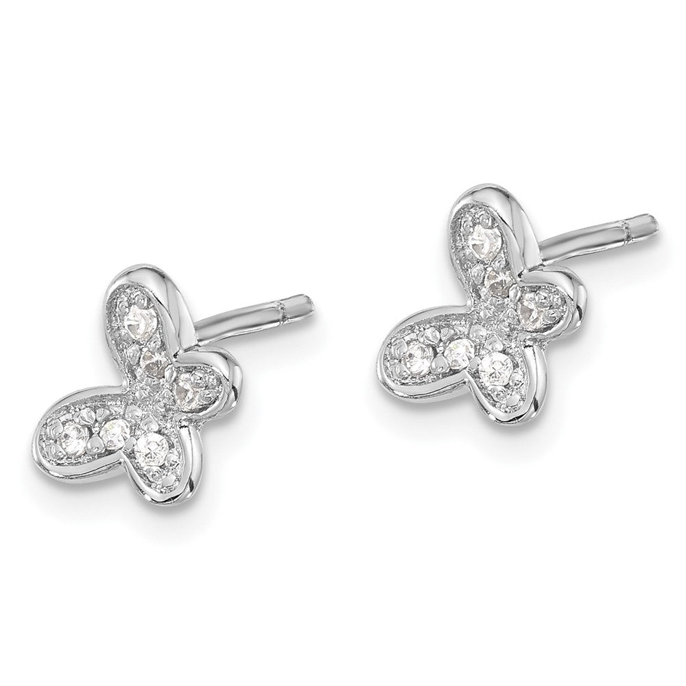 Sterlingsilber Rhodiniert Zirkonia Schmetterling Ohrstecker