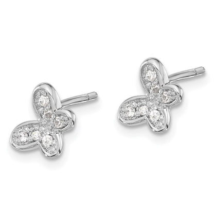 Sterlingsilber Rhodiniert Zirkonia Schmetterling Ohrstecker