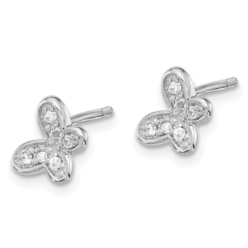 Sterlingsilber Rhodiniert Zirkonia Schmetterling Ohrstecker