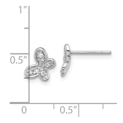 Sterlingsilber Rhodiniert Zirkonia Schmetterling Ohrstecker