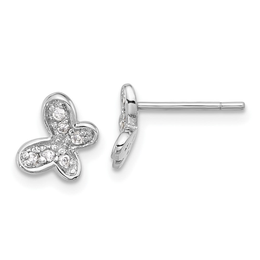 Sterlingsilber Rhodiniert Zirkonia Schmetterling Ohrstecker