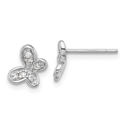 Sterlingsilber Rhodiniert Zirkonia Schmetterling Ohrstecker