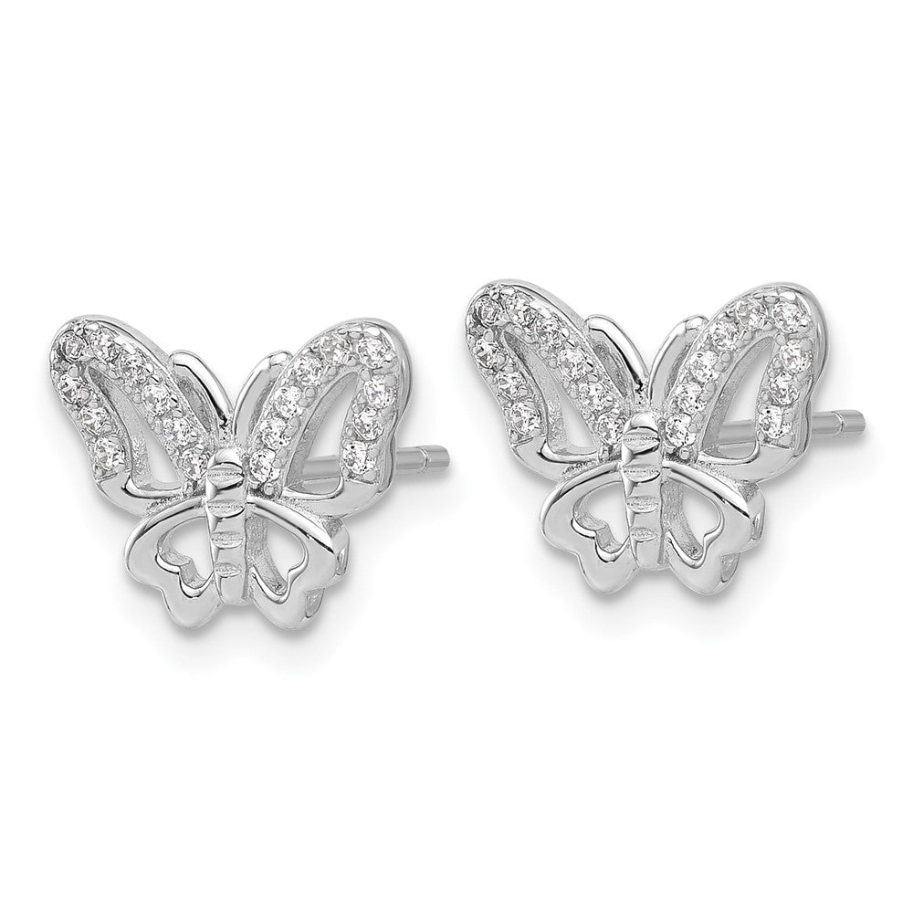 Sterlingsilber Rhodiniert Zirkonia Schmetterling Ohrstecker