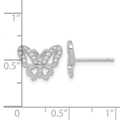 Sterlingsilber Rhodiniert Zirkonia Schmetterling Ohrstecker