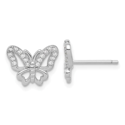 Sterlingsilber Rhodiniert Zirkonia Schmetterling Ohrstecker