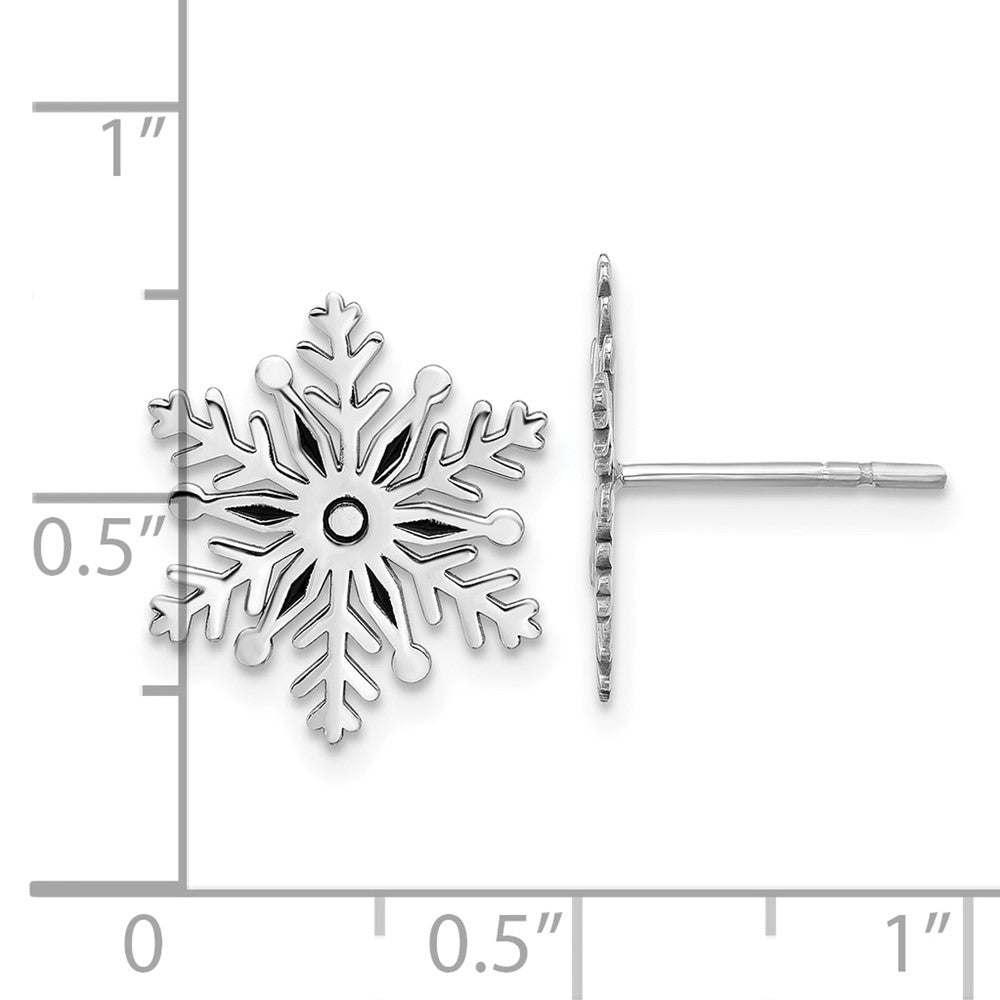 Sterlingsilber Rhodiniert Emaille Schneeflocke Ohrstecker