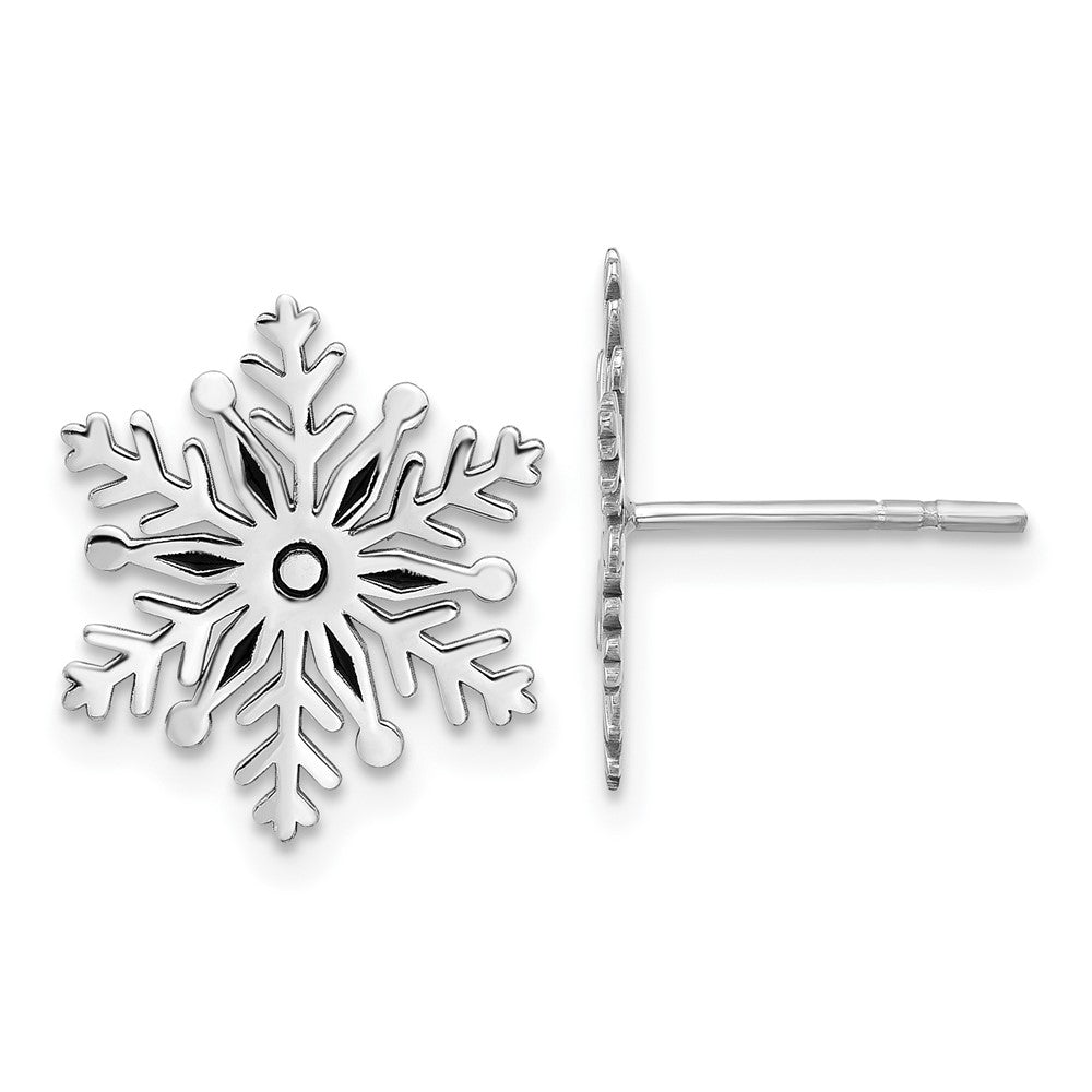 Sterlingsilber Rhodiniert Emaille Schneeflocke Ohrstecker