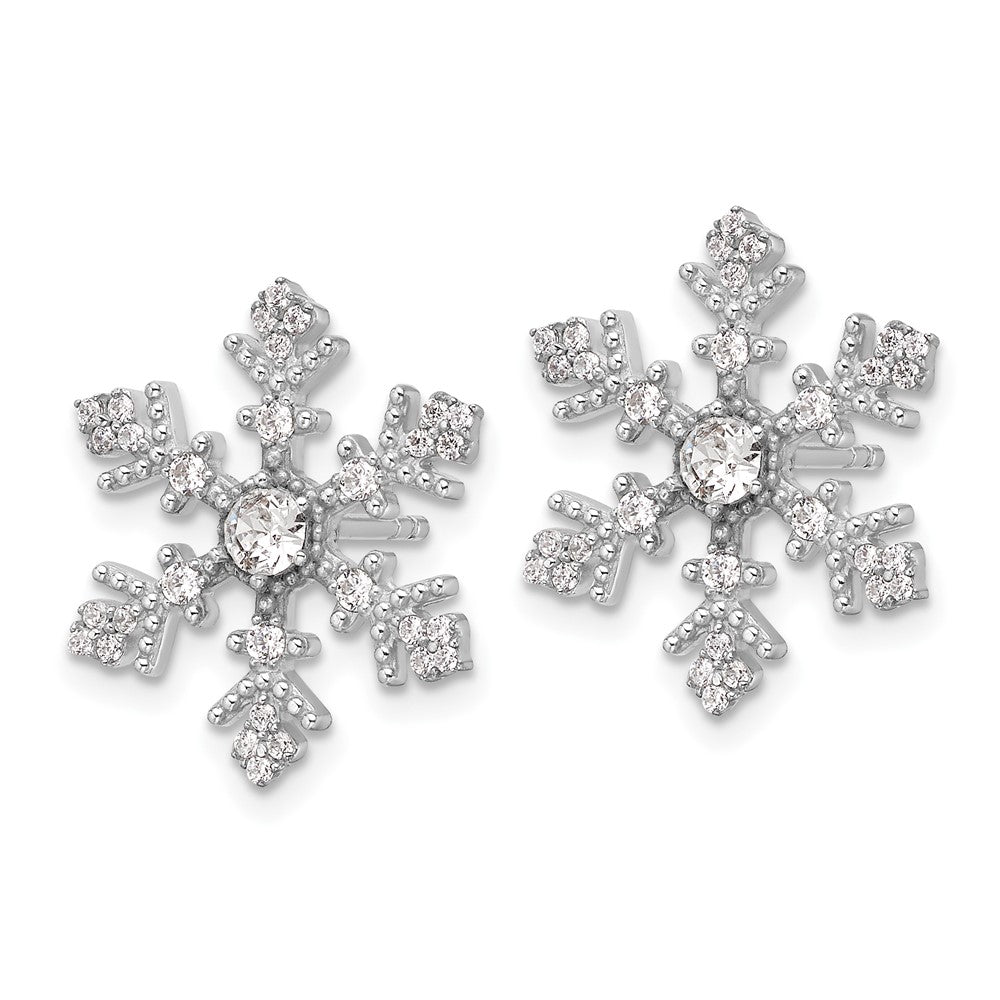 Sterlingsilber Rhodiniert Zirkonia Kristall Schneeflocke Ohrstecker