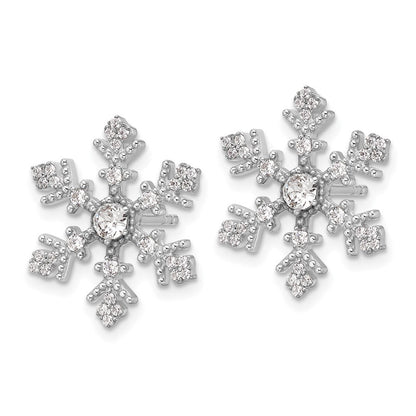 Sterlingsilber Rhodiniert Zirkonia Kristall Schneeflocke Ohrstecker