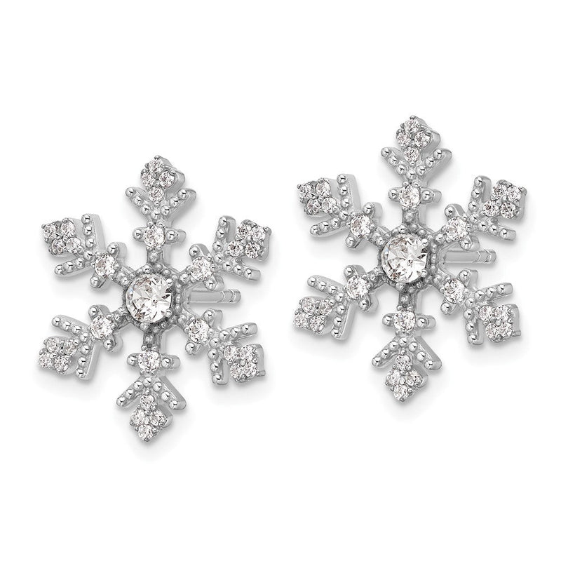 Sterlingsilber Rhodiniert Zirkonia Kristall Schneeflocke Ohrstecker