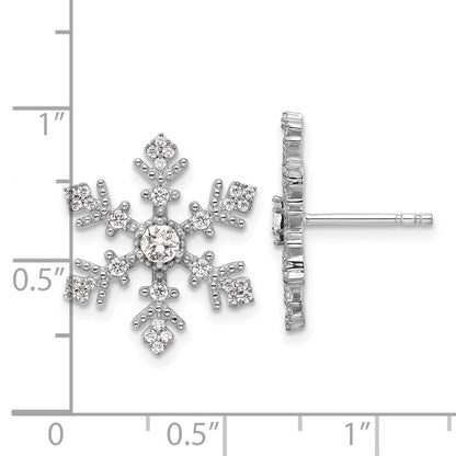 Sterlingsilber Rhodiniert Zirkonia Kristall Schneeflocke Ohrstecker