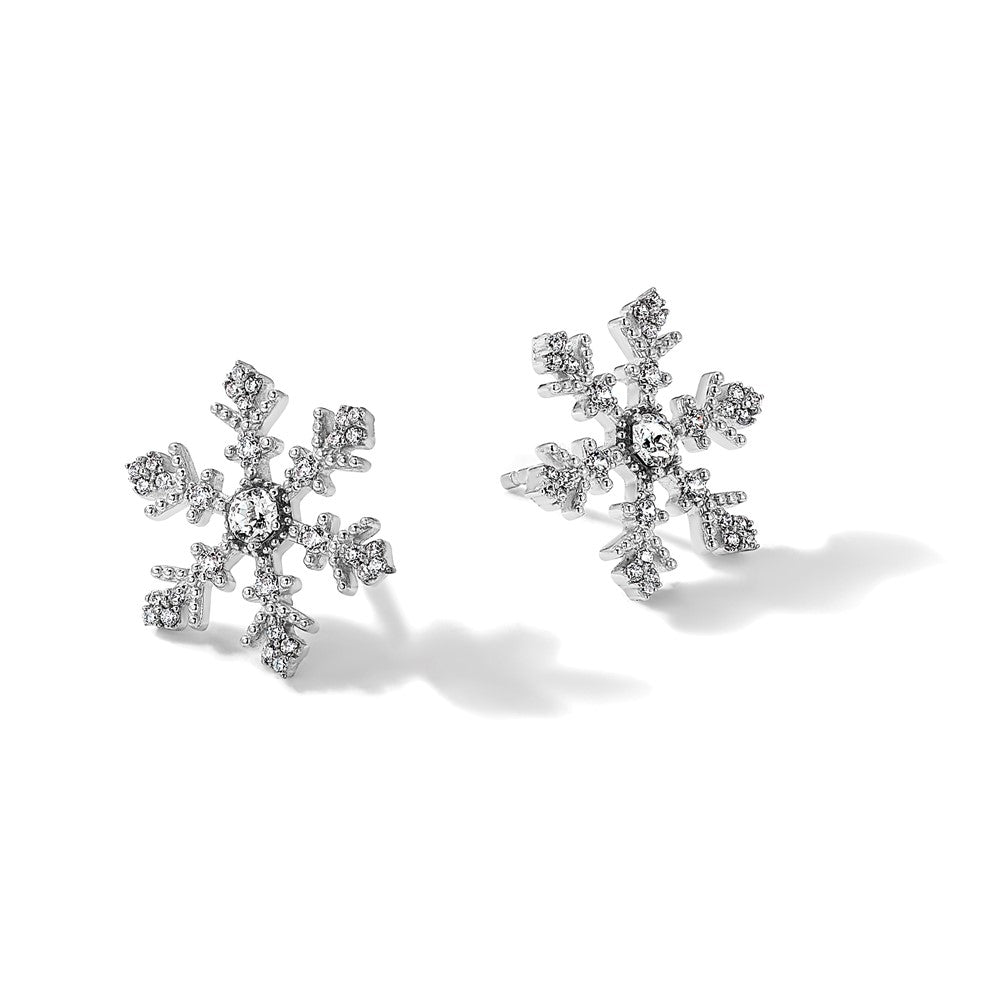 Sterlingsilber Rhodiniert Zirkonia Kristall Schneeflocke Ohrstecker