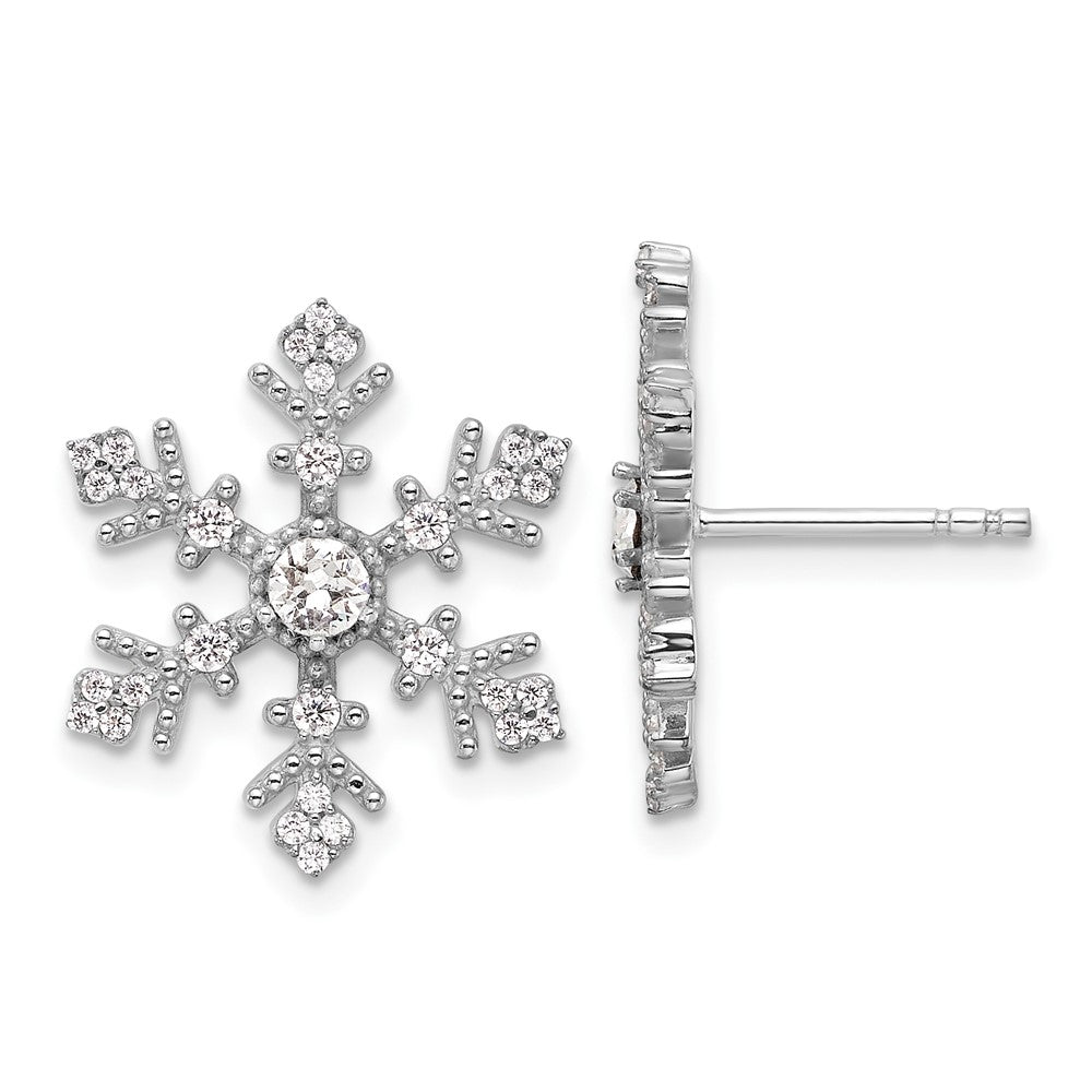 Sterlingsilber Rhodiniert Zirkonia Kristall Schneeflocke Ohrstecker