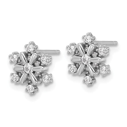 Sterlingsilber Rhodiniert Zirkonia Schneeflocke Ohrstecker