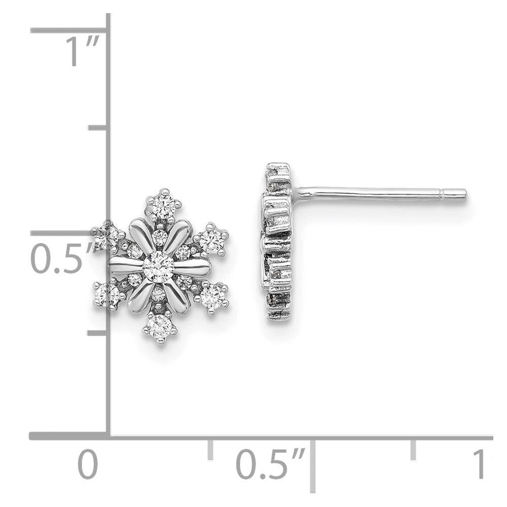 Sterlingsilber Rhodiniert Zirkonia Schneeflocke Ohrstecker