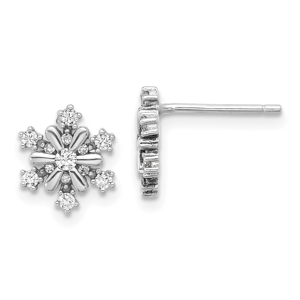 Sterlingsilber Rhodiniert Zirkonia Schneeflocke Ohrstecker
