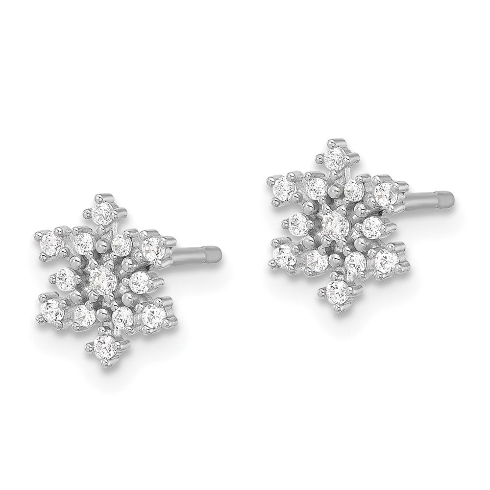 Sterlingsilber Rhodiniert Poliert Zirkonia Schneeflocke Ohrstecker