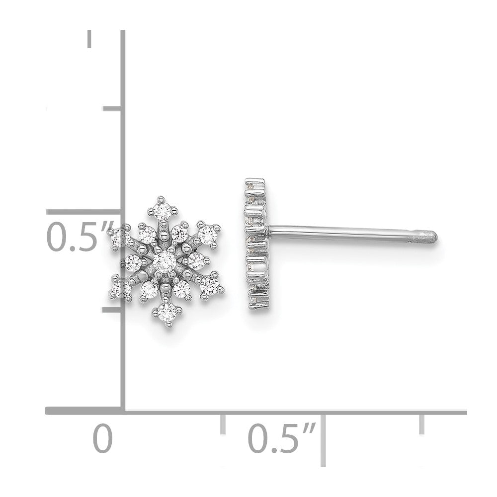 Sterlingsilber Rhodiniert Poliert Zirkonia Schneeflocke Ohrstecker