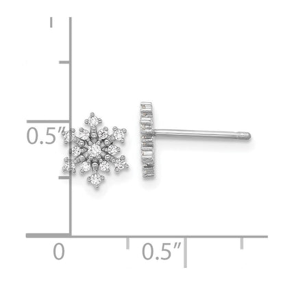 Sterlingsilber Rhodiniert Poliert Zirkonia Schneeflocke Ohrstecker