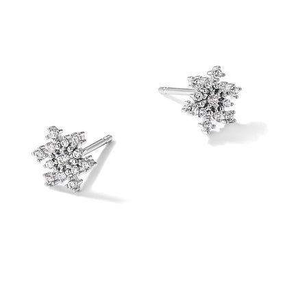 Sterlingsilber Rhodiniert Poliert Zirkonia Schneeflocke Ohrstecker