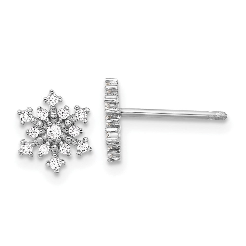 Sterlingsilber Rhodiniert Poliert Zirkonia Schneeflocke Ohrstecker
