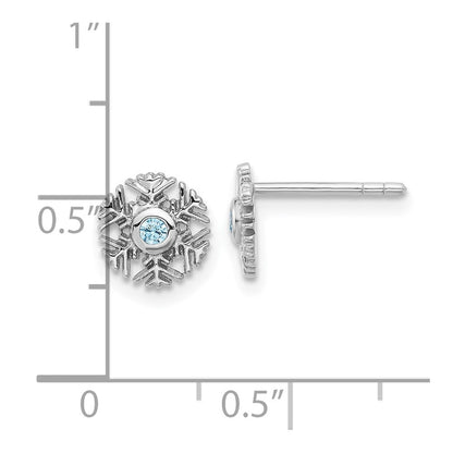 Sterlingsilber Rhodiniert Aqua Zirkonia Schneeflocke Ohrstecker