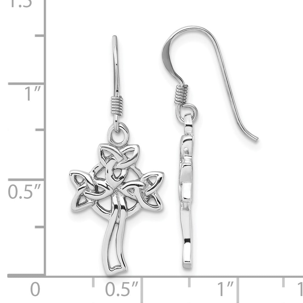 Sterlingsilber Rhodiniert Poliert Keltisch Kreuz Ohrhänger