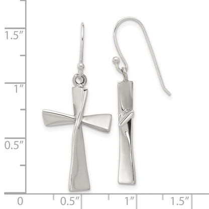 Sterlingsilber Poliert Kreuz Ohrhänger