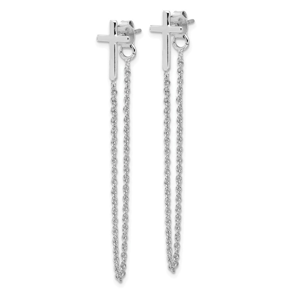 Sterlingsilber Poliert Kreuz mit Kette Vorderseite & Rückseite Ohrstecker