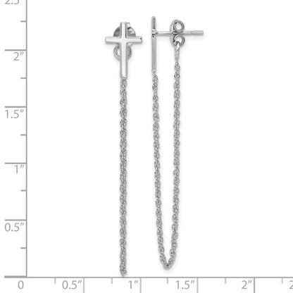 Sterlingsilber Poliert Kreuz mit Kette Vorderseite & Rückseite Ohrstecker