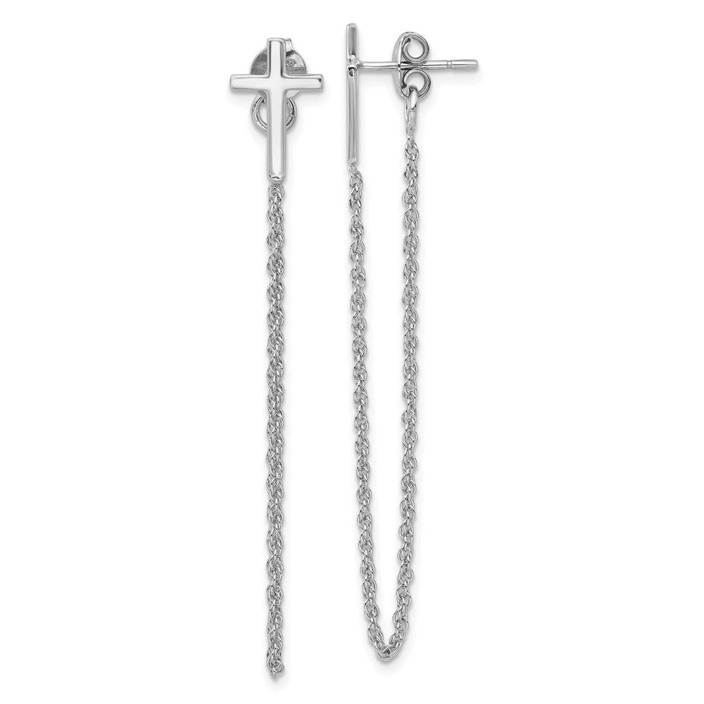 Sterlingsilber Poliert Kreuz mit Kette Vorderseite & Rückseite Ohrstecker