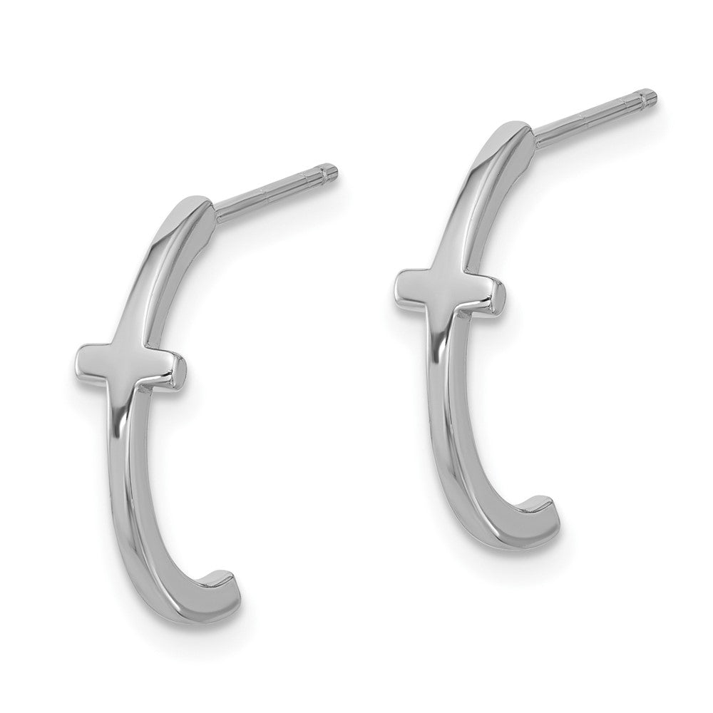 Sterlingsilber Rhodiniert Poliert Kreuz Stecker J- Creolen