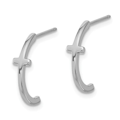 Sterlingsilber Rhodiniert Poliert Kreuz Stecker J- Creolen