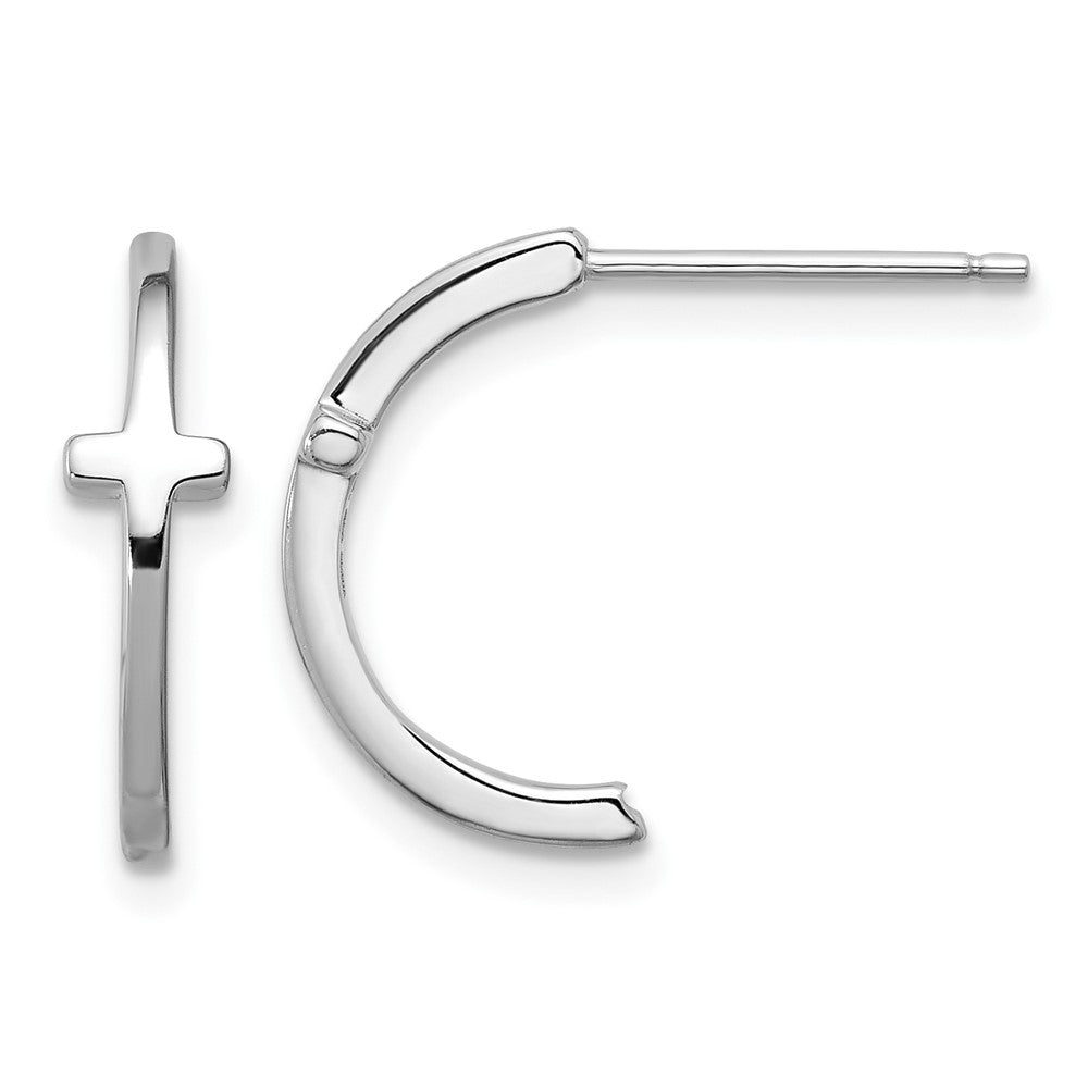 Sterlingsilber Rhodiniert Poliert Kreuz Stecker J- Creolen