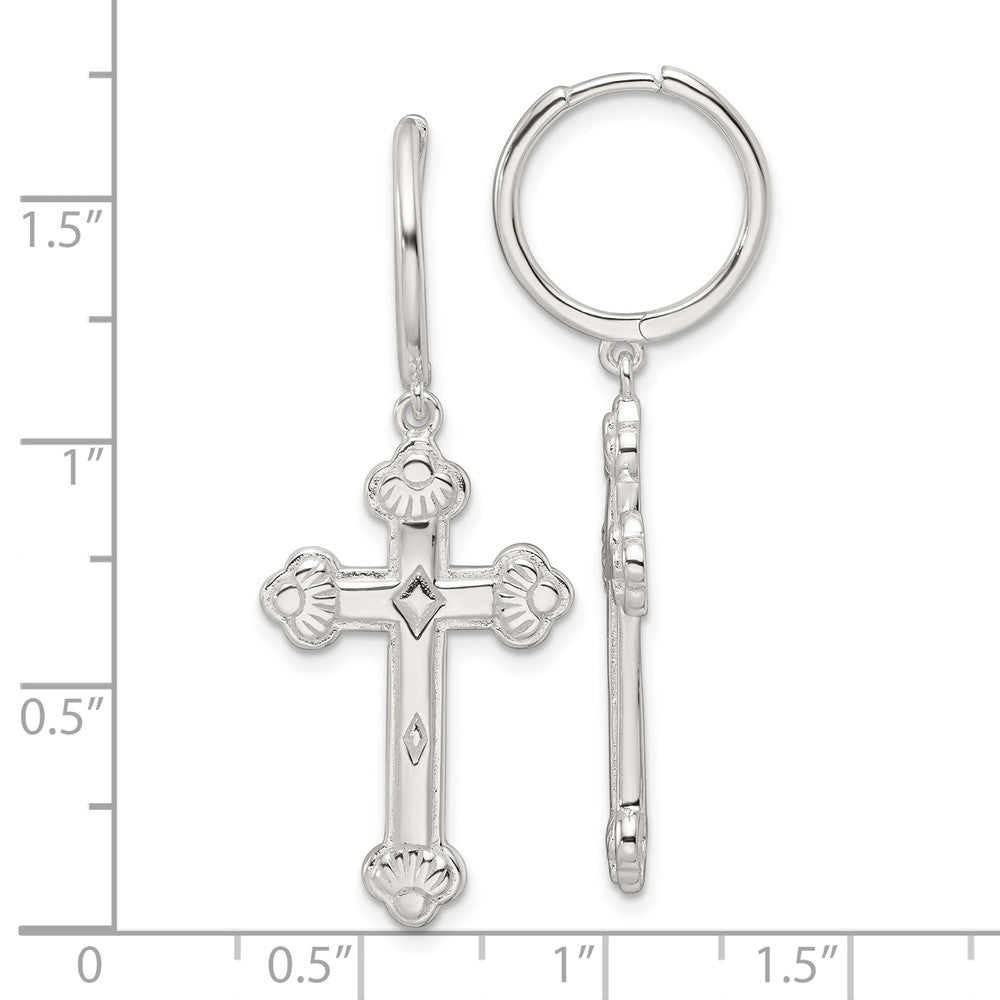 Sterlingsilber E-coating Poliert Hängend Kreuz Rund Creolen