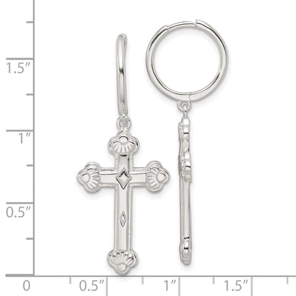 Sterlingsilber E-coating Poliert Hängend Kreuz Rund Creolen