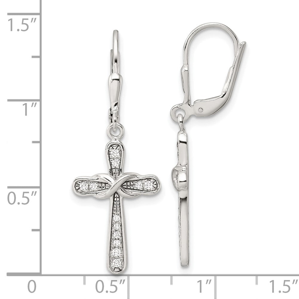Sterlingsilber Poliert Zirkonia Unendlichkeit Kreuz Brisur Ohrhänger