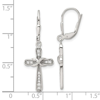 Sterlingsilber Poliert Zirkonia Unendlichkeit Kreuz Brisur Ohrhänger