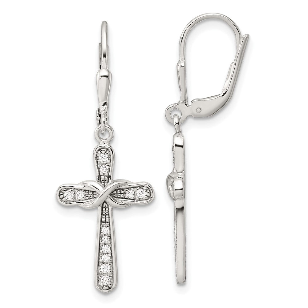 Sterlingsilber Poliert Zirkonia Unendlichkeit Kreuz Brisur Ohrhänger