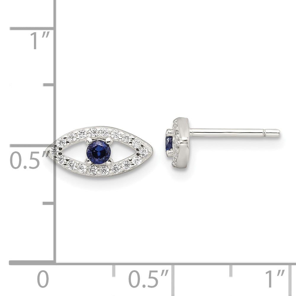 Sterlingsilber E-coating Poliert Blau & Weiß Zirkonia Böse Auge Ohrstecker