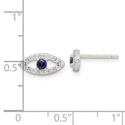 Sterlingsilber E-coating Poliert Blau & Weiß Zirkonia Böse Auge Ohrstecker